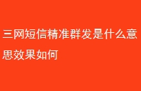 三网短信精准群发是什么意思效果如何